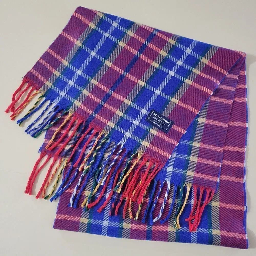 Super Cashmore Plaid Acrylic Tartan Oblong Scarf
